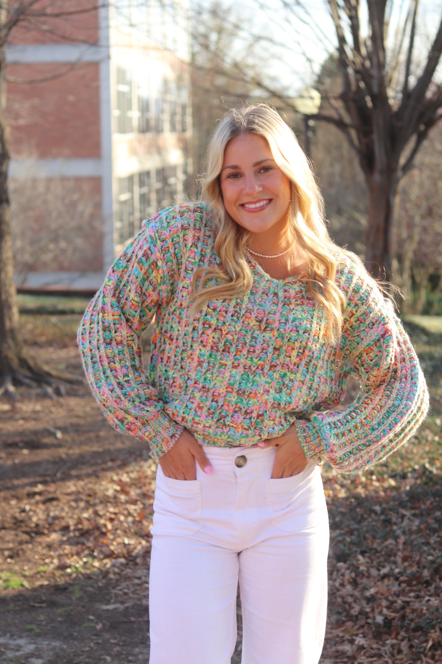Hop into spring sweater