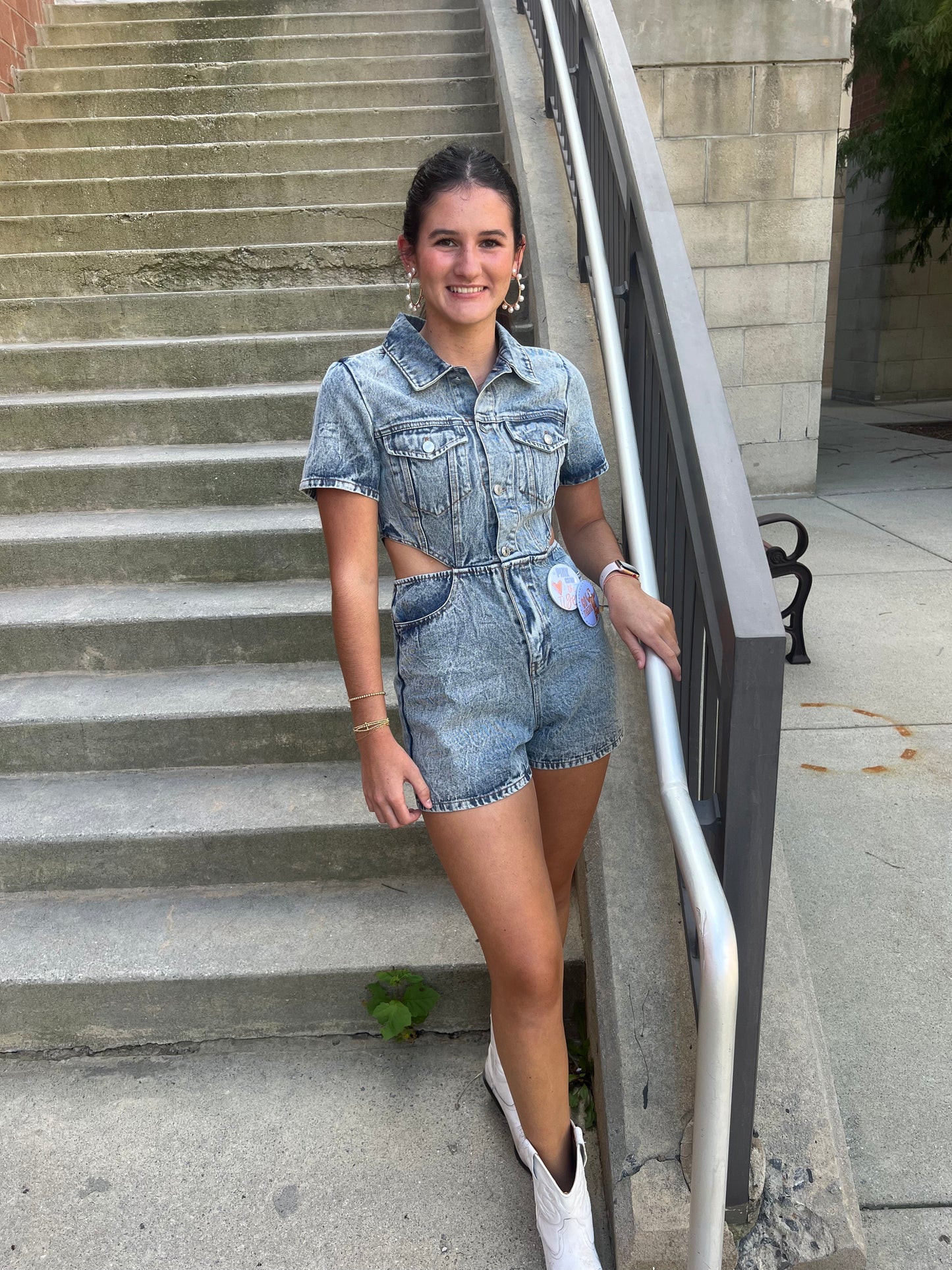 Fun and denim romper ￼