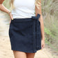 Braided Black Denim Skort