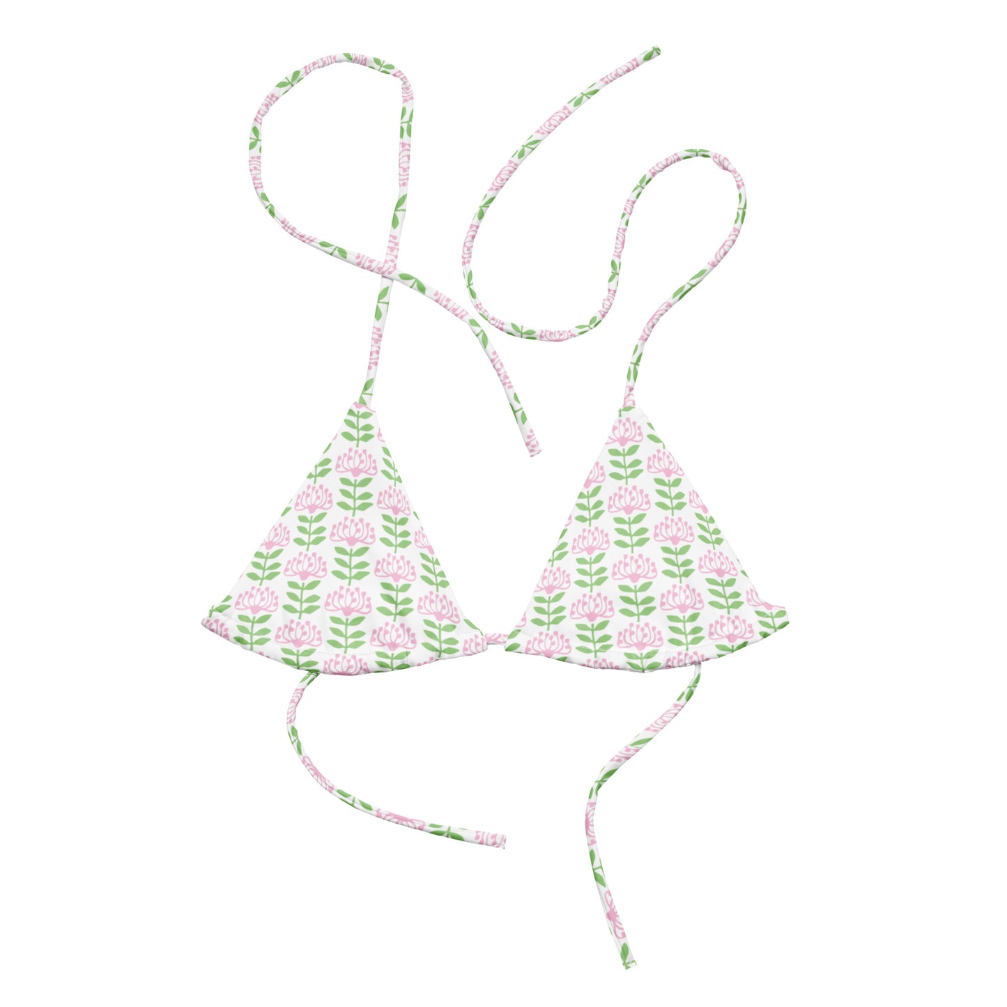 Flower print recycled string bikini top