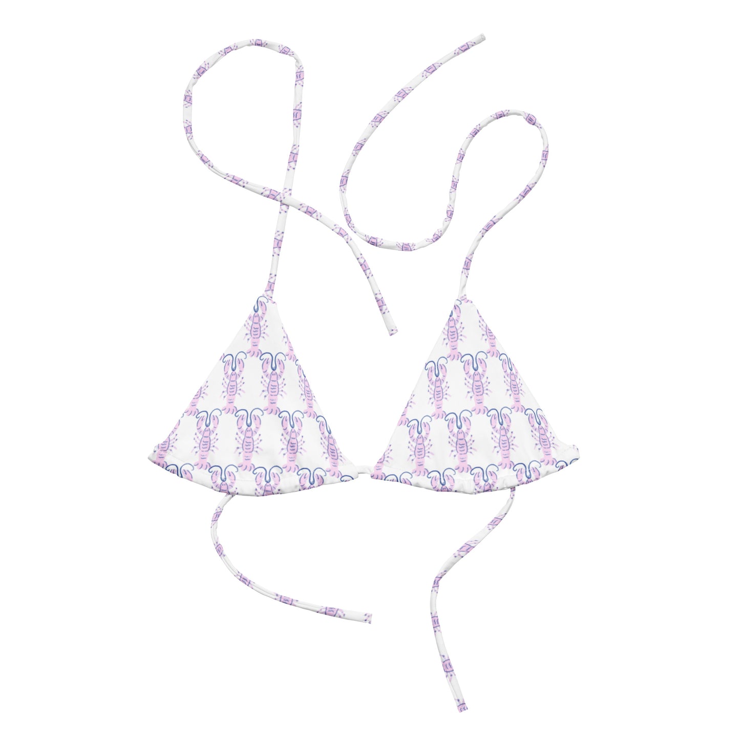 Lobster print recycled string bikini top