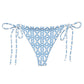 Blue bamboo print recycled string bikini bottom