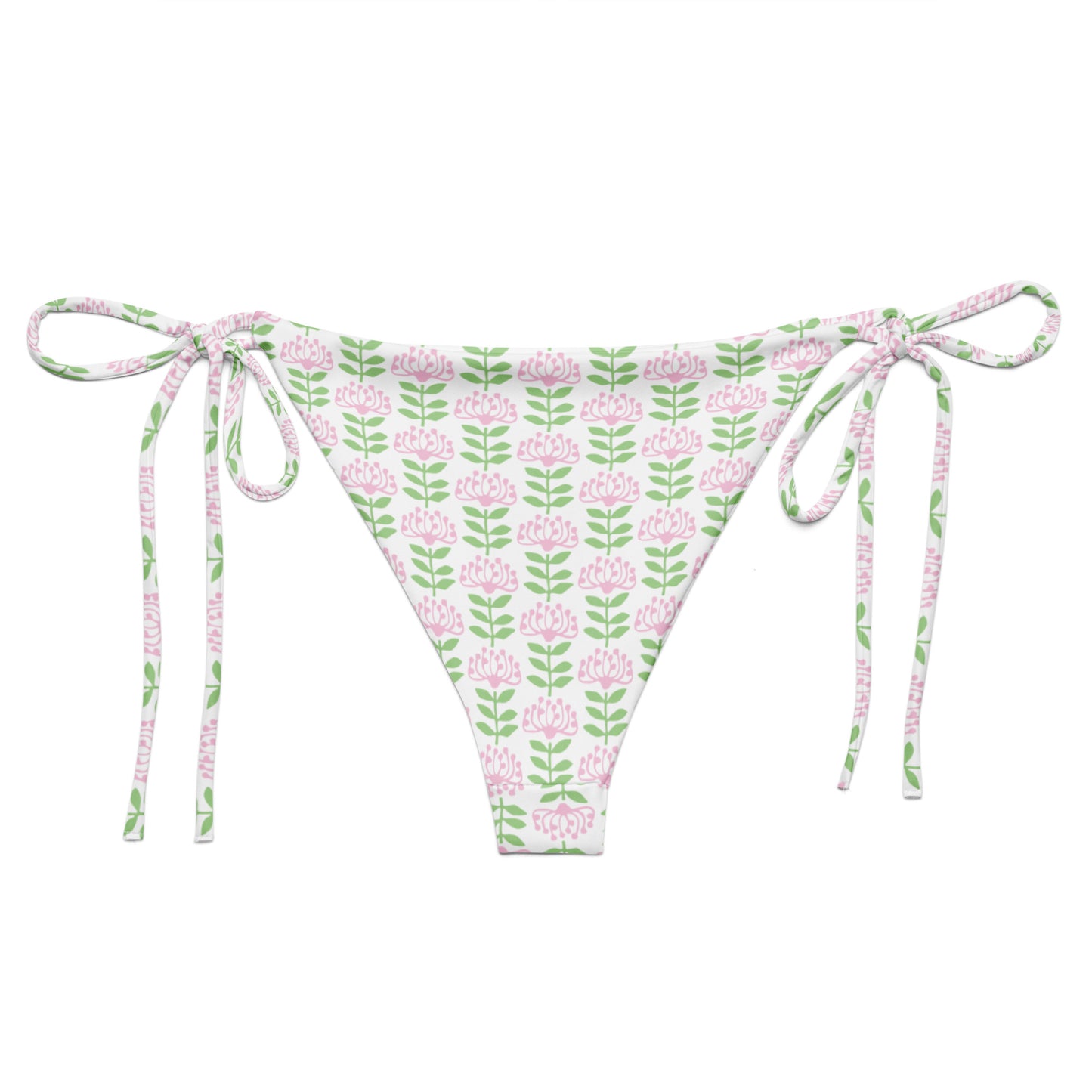 Flower print recycled string bikini bottom