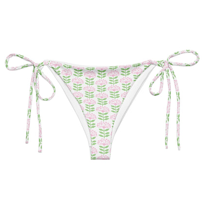 Flower print recycled string bikini bottom