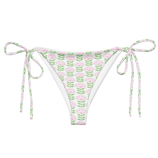 Flower print recycled string bikini bottom