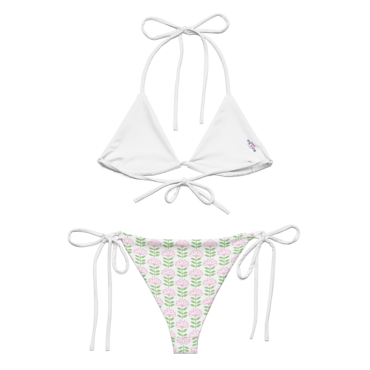 Flower print recycled string bikini set