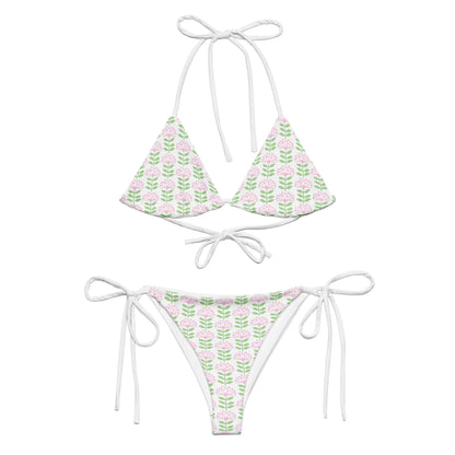 Flower print recycled string bikini set