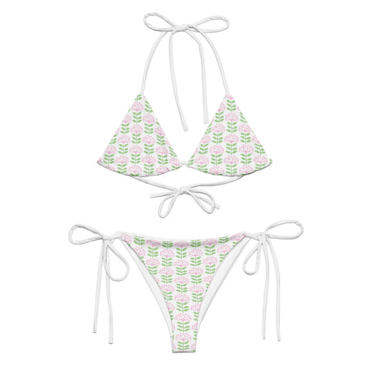 Flower print recycled string bikini set