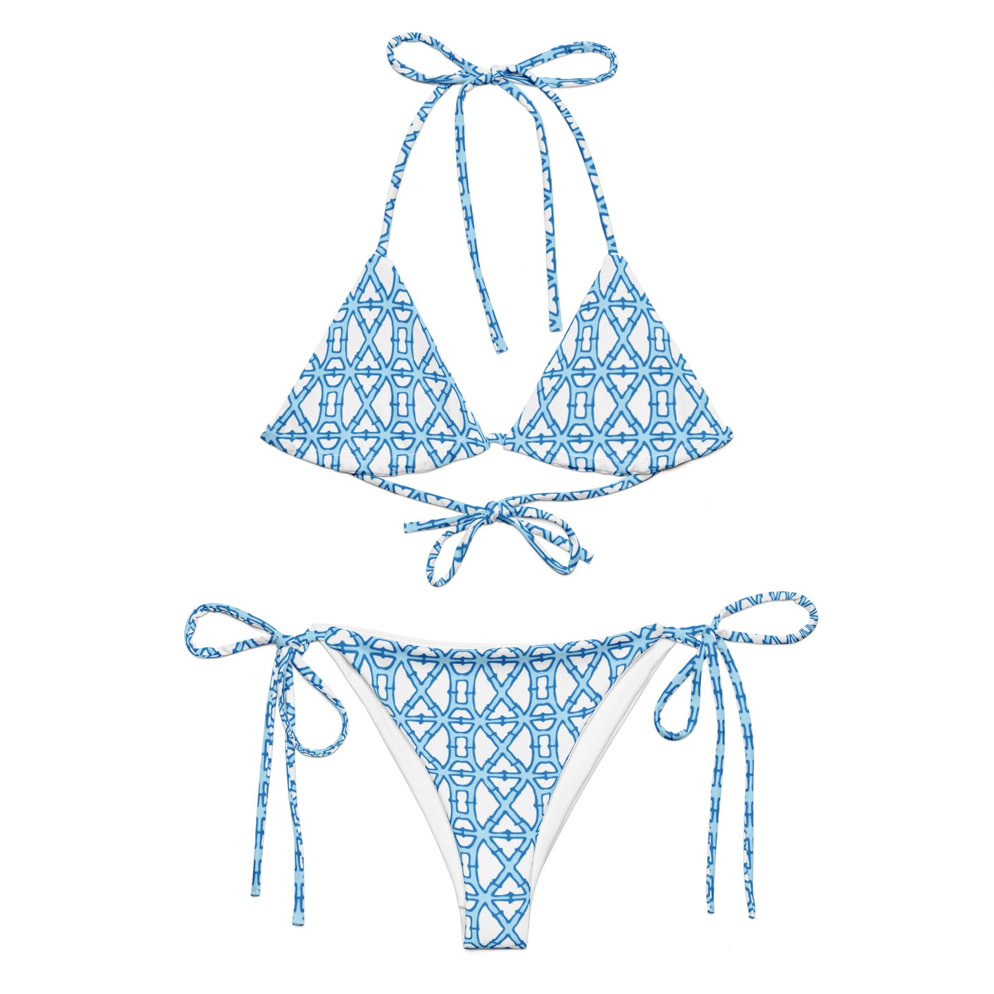 Bamboo pattern print recycled string bikini set