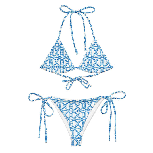 Bamboo pattern print recycled string bikini set