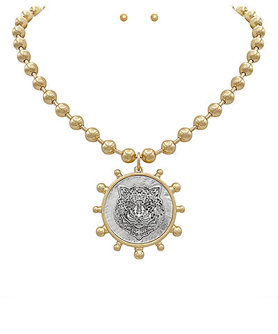 Tiger coin necklace